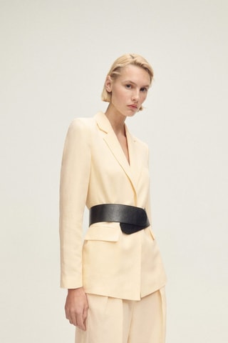 Pantalon de costume droit lin mélangé - Jaune