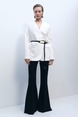 Blazer en mélange de lyocell et de lin - Blanc