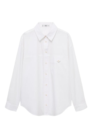 Chemise coton bouton décoratif - Blanc