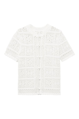 Cardigan crochet manches courtes - Blanc