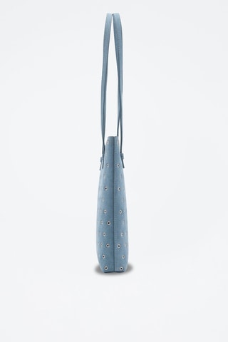 Sac porté épaule cuir perforé - Bleu