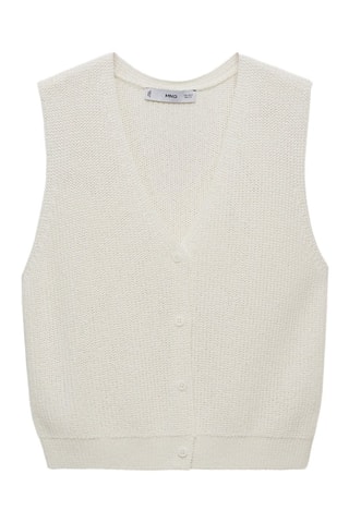 Gilet maille ajourée - Blanc