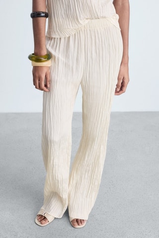 Pantalon droit plissé - Beige