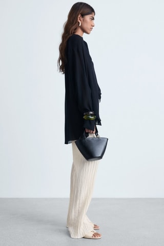 Pantalon droit plissé - Beige