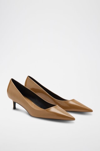 Chaussures vernies talon kitten heel - Marron