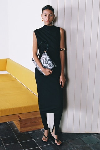 Grand sac seau à imprimé zèbre - Noir