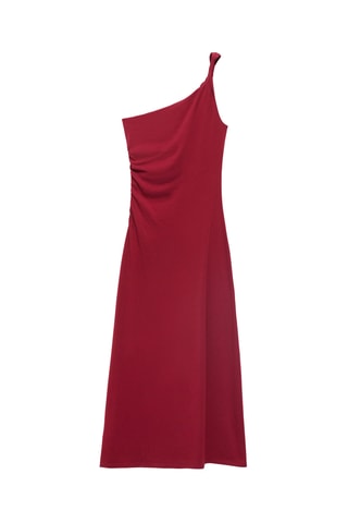Robe asymétrique froncée à bretelles - Bordeaux