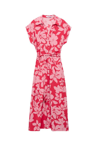 Robe chemisier imprimé floral - Fuchsia