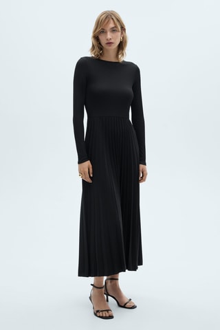 Robe évasée plissée - Noir