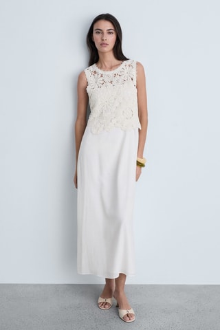 Robe midi haut crochet - Blanc