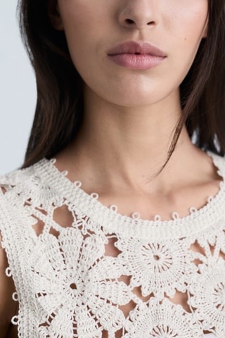 Robe midi haut crochet - Blanc