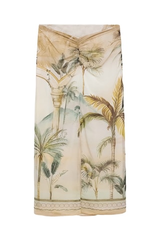 Jupe droite imprimé tropical - Blanc