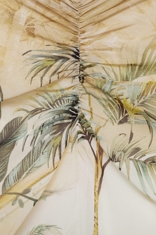 Jupe droite imprimé tropical - Blanc