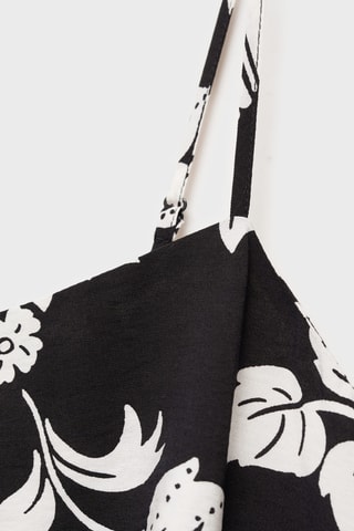 Robe bretelles à fleurs - Noir
