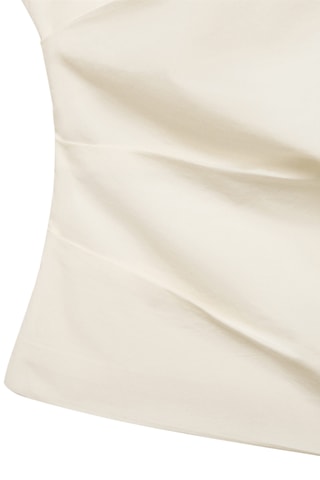 Top asymétrique brodé fleurs - Blanc
