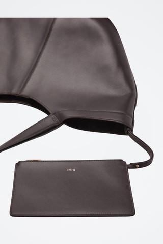 Grand sac porté épaule cuir - Marron