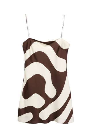 Robe satinée imprimée - Marron