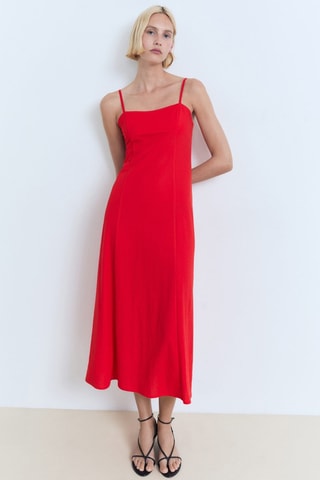 Robe midi nœud au dos - Rouge