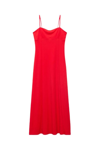 Robe midi nœud au dos - Rouge