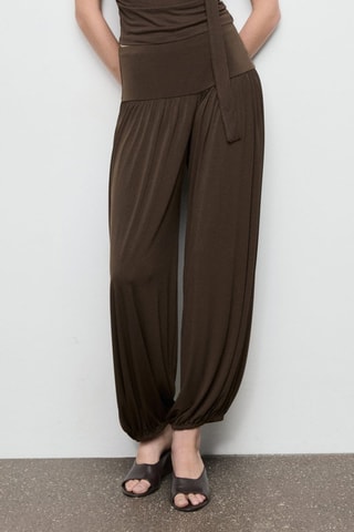Pantalon ballon taille élastique - Marron