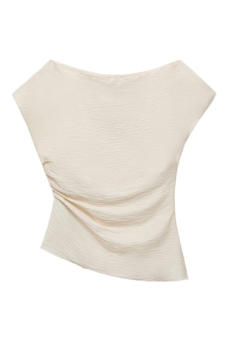 Blouse modal col asymétrique - Blanc