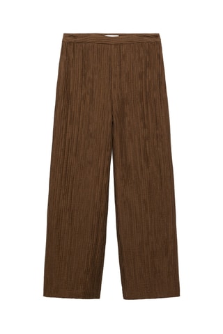 Pantalon droit texturé - Marron