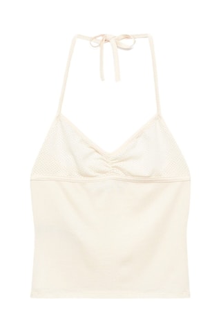 Top à encolure ajourée - Blanc