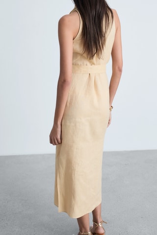 Robe lin ceinture - Beige