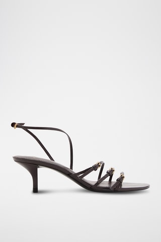 Sandales talon kitten à boucles - Marron