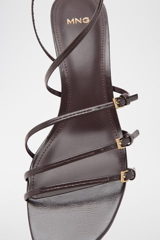 Sandales talon kitten à boucles - Marron