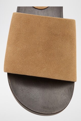 Sandales en daim avec semelle en bois - Beige