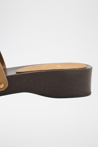 Sandales en daim avec semelle en bois - Beige