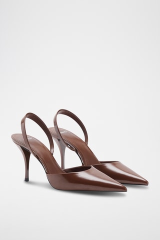 Chaussures à talons vernies bout pointu - Marron