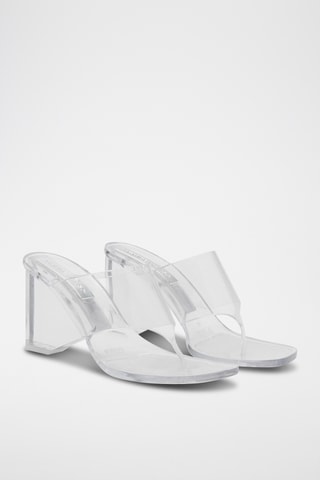 Sandales semi-transparentes en vinyle à talons compensés - Blanc