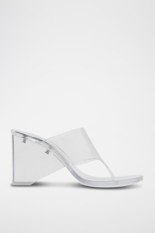 Sandales semi-transparentes en vinyle à talons compensés - Blanc