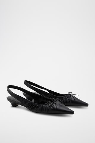 Chaussures talon froncé nœud - Noir