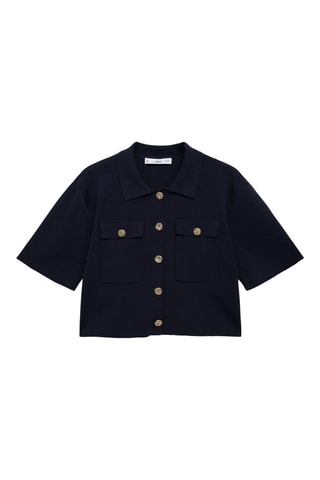 Veste maille manches courtes - Bleu