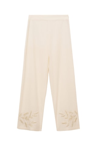 Pantalon droit brodé - Blanc