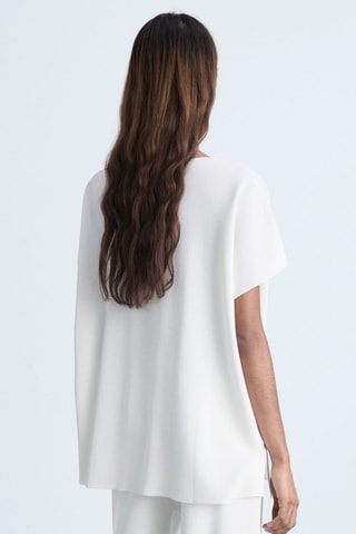 Top en maille col V - Blanc