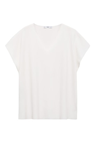 Top en maille col V - Blanc