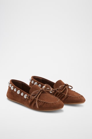 Mocassins en daim à clous - Marron