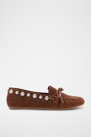 Mocassins en daim à clous - Marron