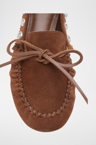 Mocassins en daim à clous - Marron