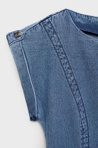 Robe en jean détail coutures - Bleu