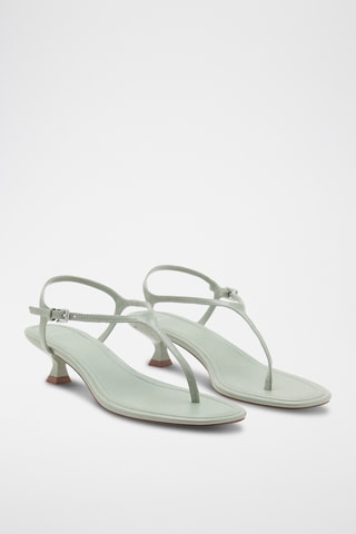Sandales lanières talon kitten heel - Vert