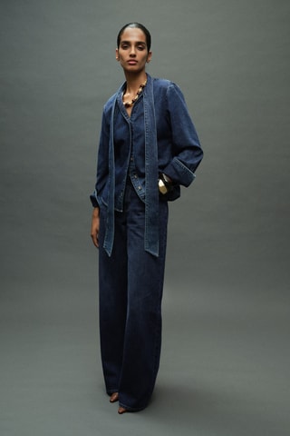 Chemise en jean nœud - Bleu