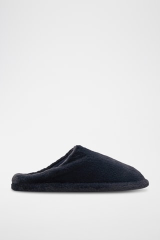 Sabot en fourrure avec détails de couture - Bleu