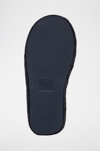 Sabot en fourrure avec détails de couture - Bleu