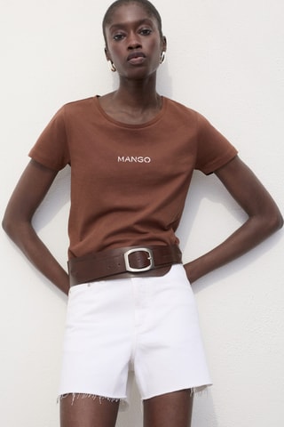 T-shirt logo en coton - Marron