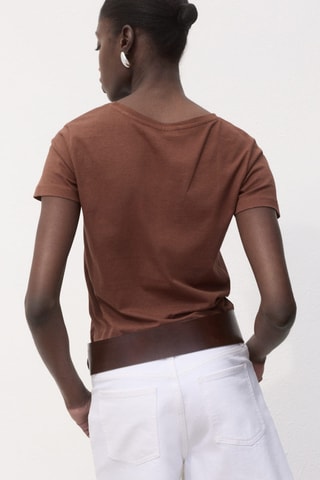 T-shirt logo en coton - Marron